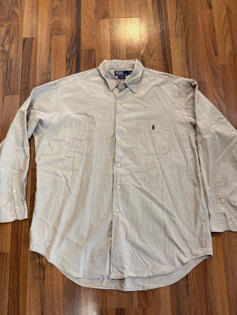 Polo by Ralph Lauren Shirt Size XL Beige Check Pocket Button Down